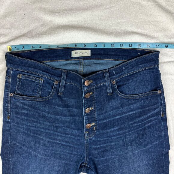 Madewell 9" Mid-Rise Skinny Jeans in Hayes Wash Size 32 Button Fly J9491 Denim - Picture 14 of 16